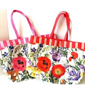 2 Estee Lauder Bags Totes Floral Red & Pink Pool